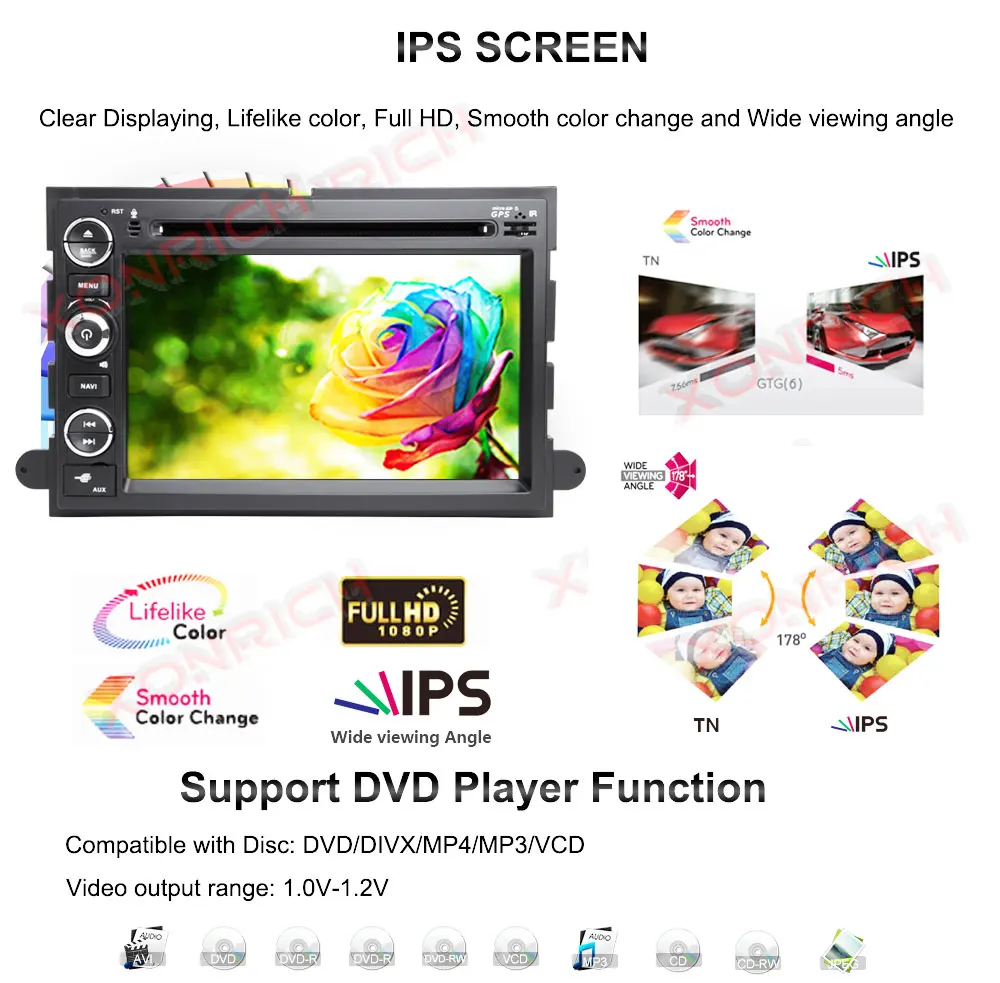 Perfect Car Multimedia player  Android 8.1 Autoradio CAR DVD player For FORD/F-150/Mustang/Explorer/Kuga/Edge Radio FM wifi 3G BT 12