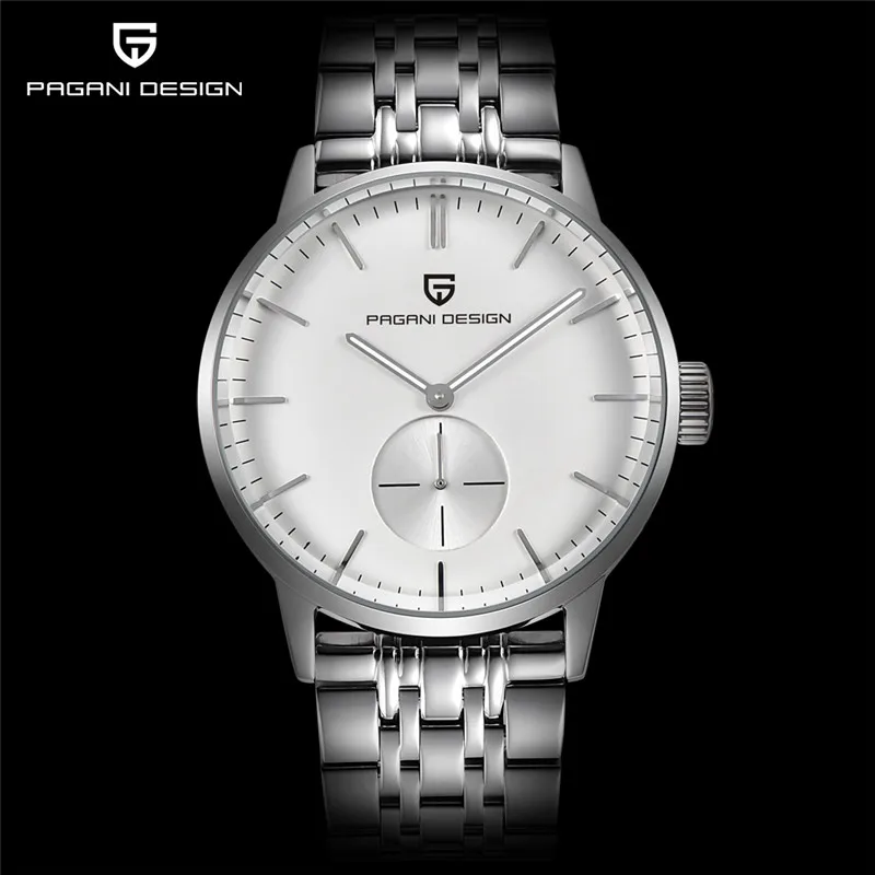 PAGANI Дизайн Роскошные брендовые модные повседневные мужские часы из нержавеющей стали простые кварцевые бизнес часы Relogio Masculino - Цвет: steel white B