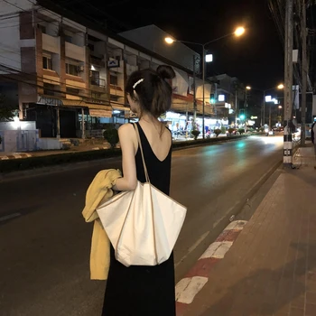 

Bags for women handbag designer Korean canvas bag style fried cool simple wild handbag large capacity color matching canvas