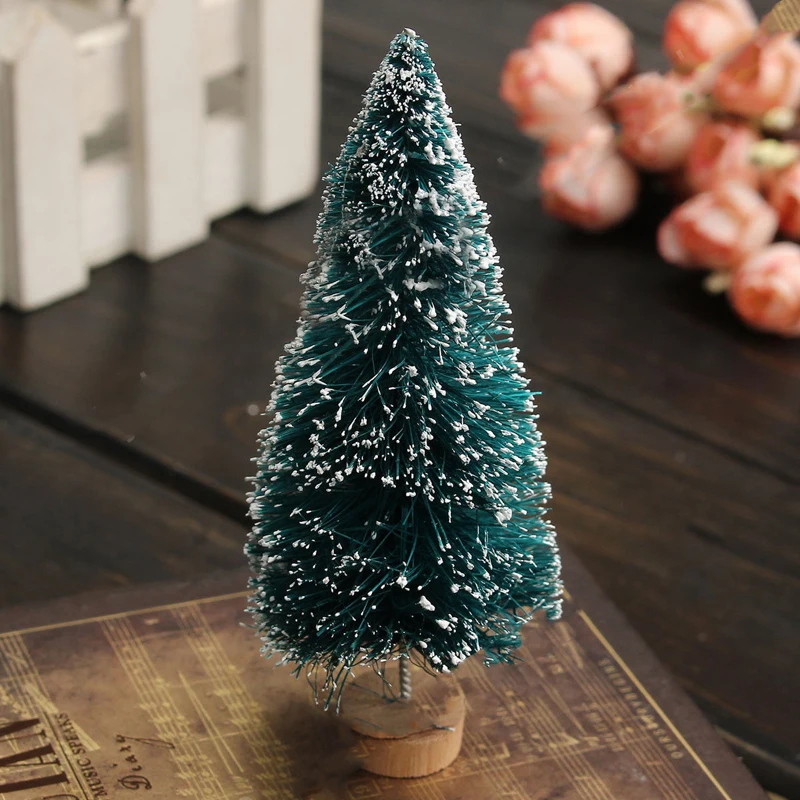 5Pcs NEW Mini Christmas Tree Decoration for Home Pine Needles Sticky Snow Mini Bonsai Tree Ornaments Christmas Gift