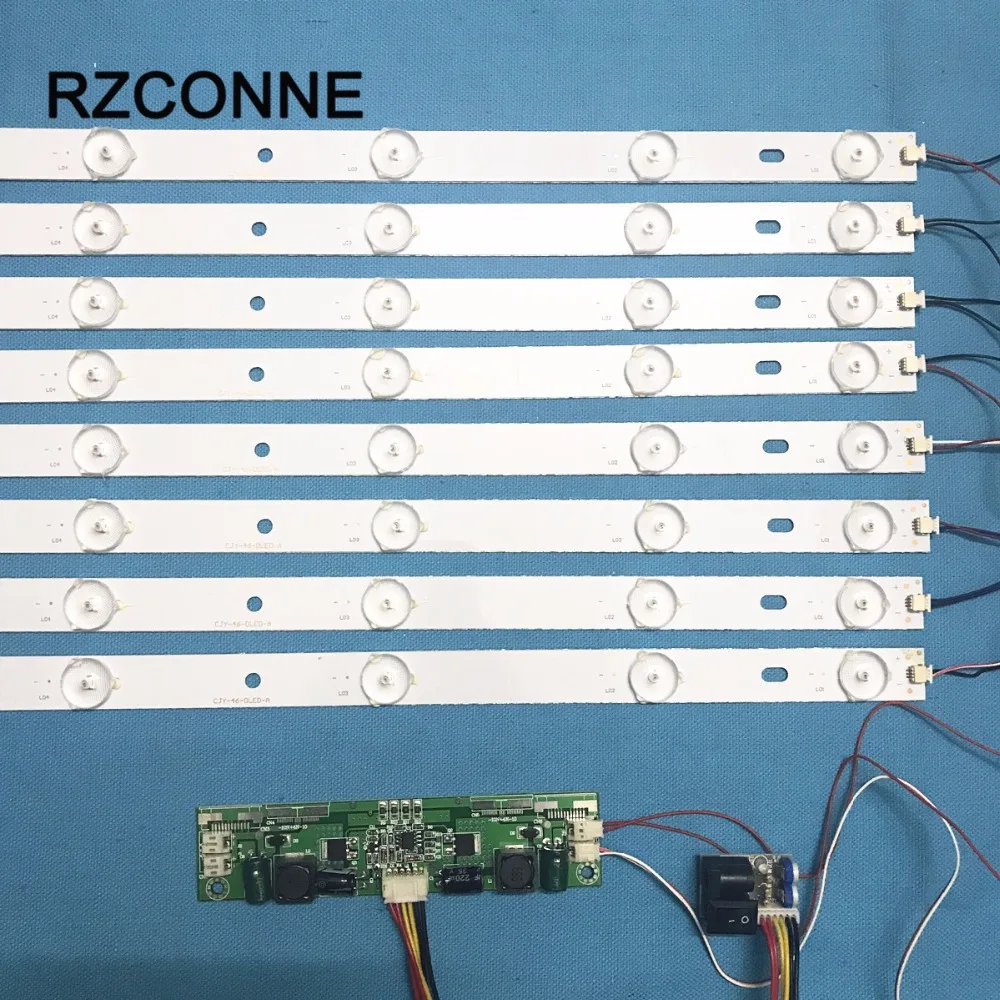 8 шт. 440 мм светодио дный Подсветка лампы Комплект Алюминий доска w/оптические линзы Fliter для 46 дюймов ТВ монитор + Драйвер платы + DC 12 В