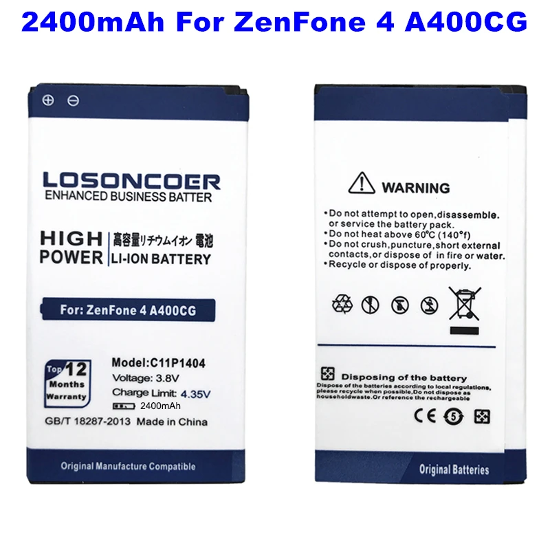 

LOSONCOER 2400mAh C11P1404 B11P1415 High Capacity Battery For Asus ZenFone 4 ZenFone4 A400CG Mobile Phone Battery~In Stock