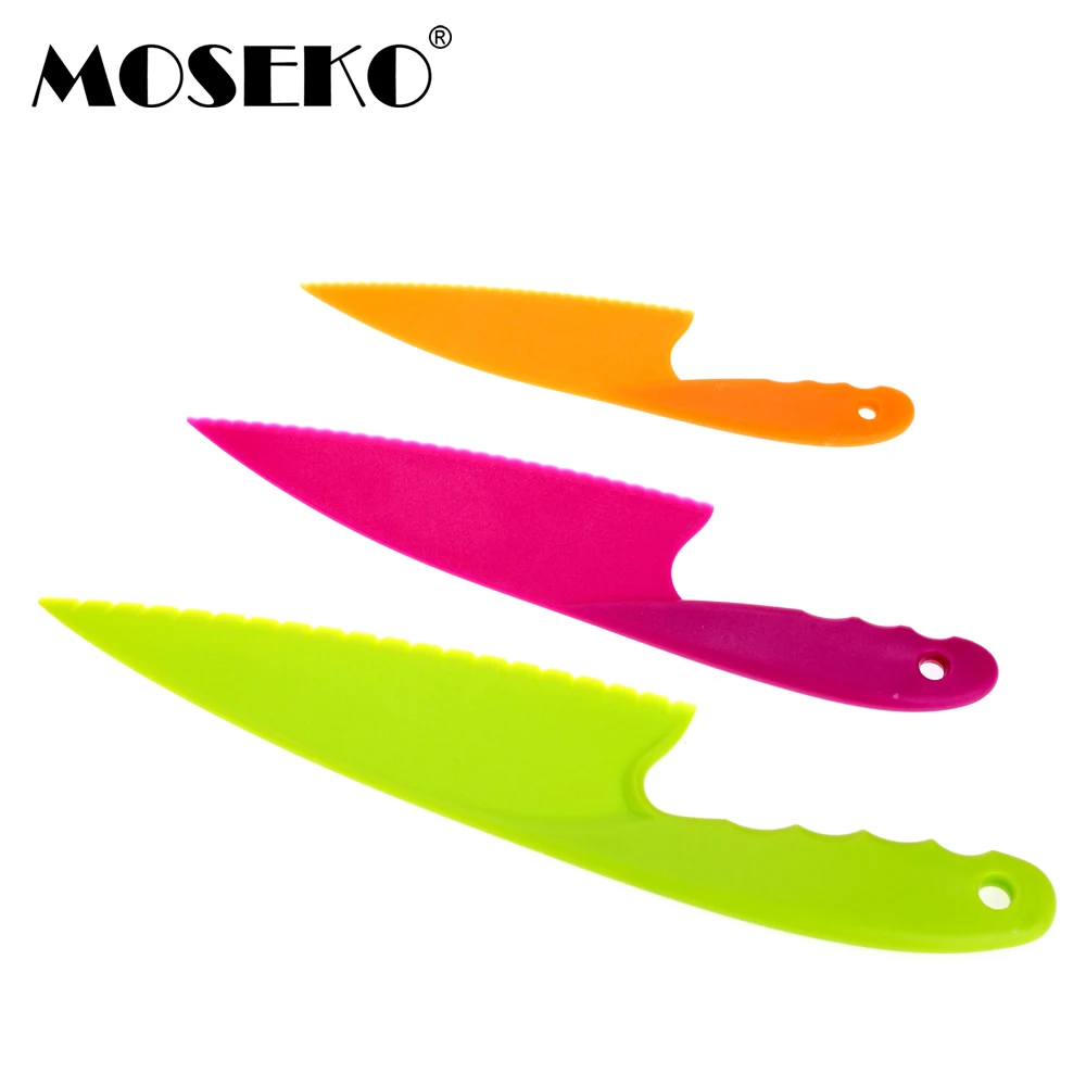 MOSEKO 3 шт. Пластик Кухня Ножи Безопасность салат нож для салата зубчатые торт