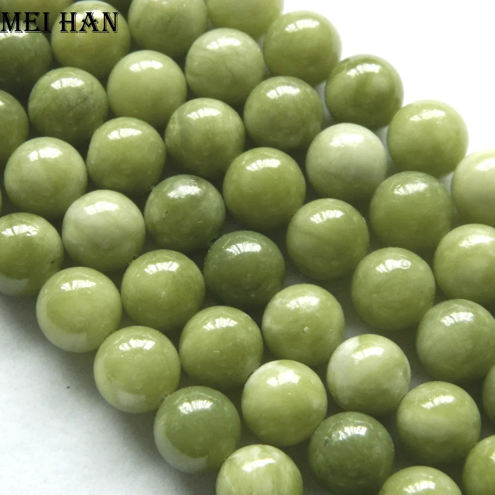 Meihan(3 нити/комплект) 10 мм натуральный зеленый жадеит Гладкие Круглые бусины для DIY полудрагоценных камней