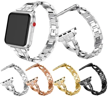 

Watch Band for Apple Watch Bands 22/38/42mm Stainless Steel Diamond Bracelet Band For iwatch Series With Connectors Adjustable
