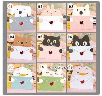 

121x120mm 3D Cartoon Animal paper Envelope bag,Children's Day birthday party guest Invitation 100pcs/lot