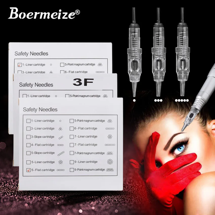

Tattoo Needles Cartridge Kit 30Pcs 1RL 3F 5F Permanent Makeup Eyebrow Lip Liner Beauty Tools Body Art Microblading Supplies