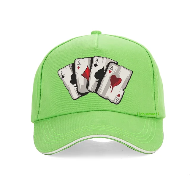 New design cartoon playing cards100%Cotton Dad cap Old Playing Card Baseball caps fashion Unisex adjustable snapback hat gorras green