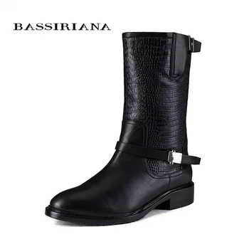 

2017 new winter boots with fur Genuine leather shoes woman Big sizes 35-40 High quality shoe for womens BASSIRIANA