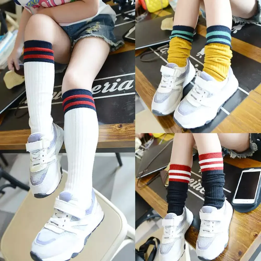 Полосатые спортивные школьные детские носки хлопковые носки для малышей гетры до колена, футбольные носки для мальчиков и девочек От 1 до 12 лет детские носки