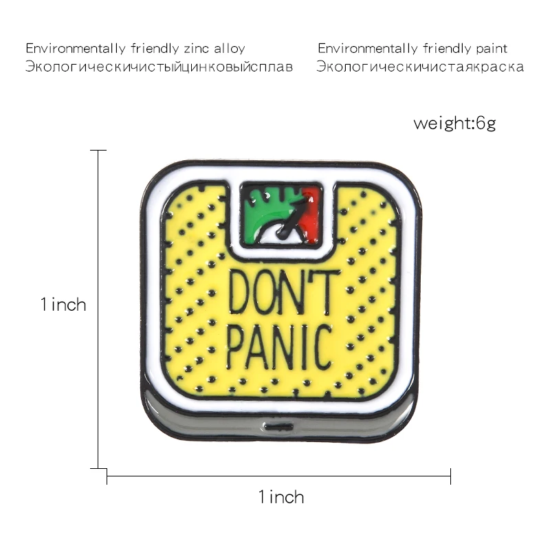 Мультфильм не паникуйте булавки Автостопом по Галактике розовый желтый тела взвешивания Весы Броши Kawaii значок милые ювелирные изделия