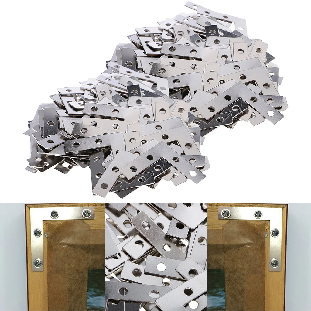 200pcs Angle Plate Corner Brace Flat L Shape Repair Bracket 38mmx38mm Silver