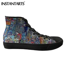 INSTANTARTS/Мужская парусиновая обувь; дышащая Весенняя повседневная обувь с высоким берцем; Мужская Вулканизированная обувь; Художественные кроссовки на плоской подошве с 3D принтом