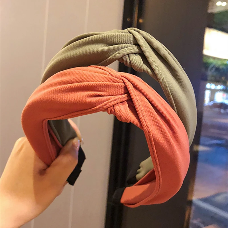 

Simple Women Top Knot Cross Headband Solid Elastic Hairband Knotted Tie Cloth Headwrap Hair Band Hoop Headwear Accessories