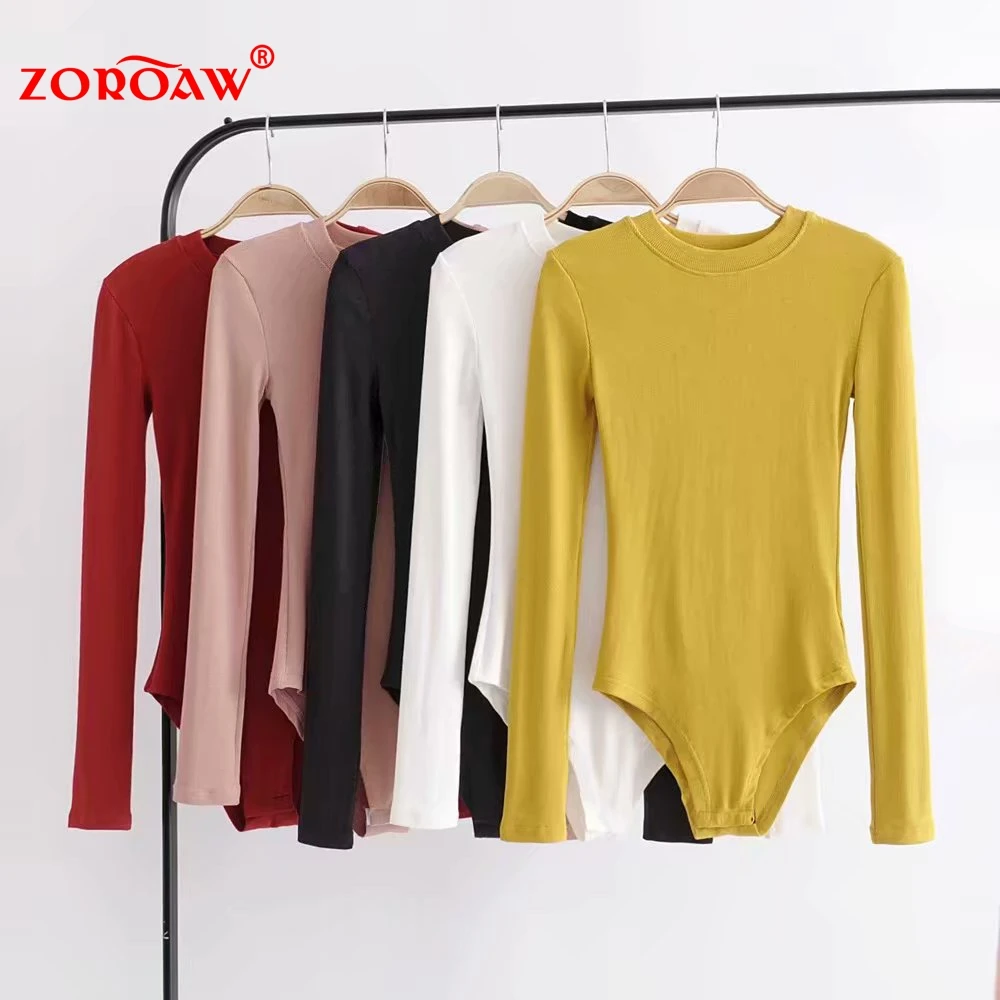

Spring 2019 Solid Color Body Shirt For Women O Neck Long sleeve Tight Casual Stretch Cotton Body Feminino Sexy Ladies Tops