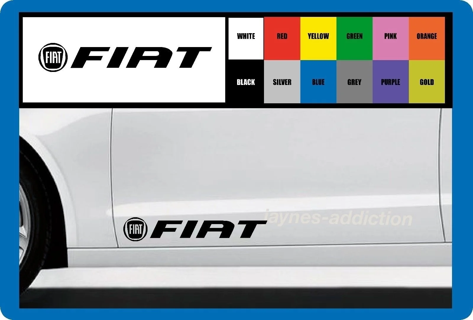 

For 2Pcs/Pair For FIAT 2 x Door - CAR DECAL STICKER ADHESIVE - Fits PUNTO TIPO etc 300mm long