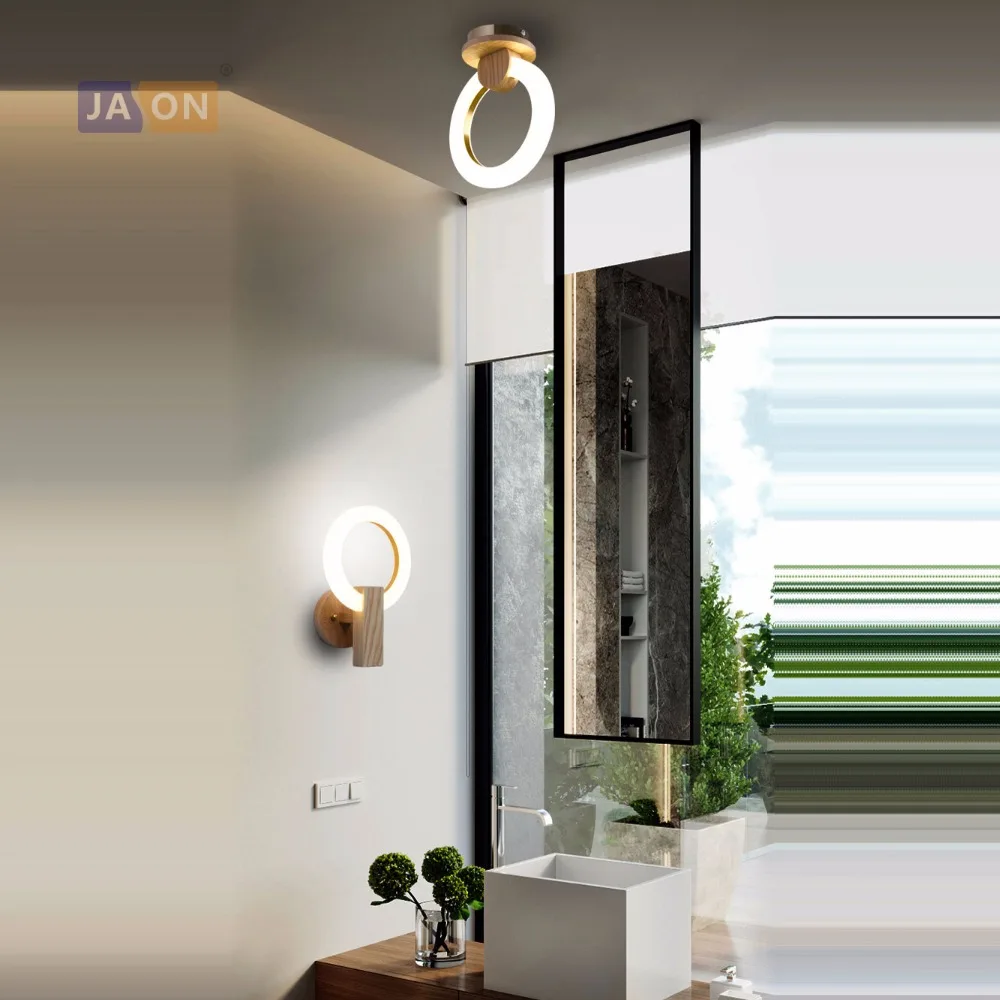 

LED Nordic Wooden Iron Acrylic Ring LED Lamp.LED Light.Ceiling Lights.LED Ceiling Light.Ceiling Lamp For Foyer Corridor