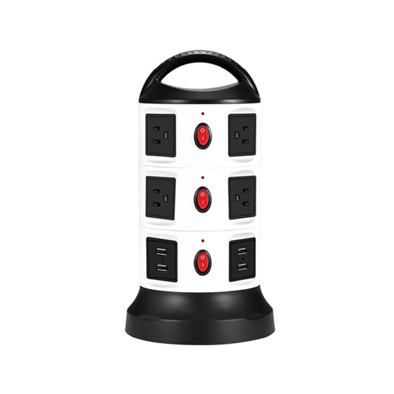 10A 2500 Вт умная розетка Вертикальная строка plug multi 3 слоя 4 Разъемы USB мощность полосы США plug американский стандартный защита от перегрузки - Тип: Другое