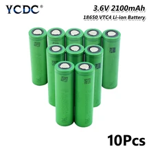 1/2/4/6/8/10 pièces 3.6 V Volt vert plat 18650 Batteries au Lithium Li-ion rechargeables 2100mAh haute décharge VTC4 18650 Batteries