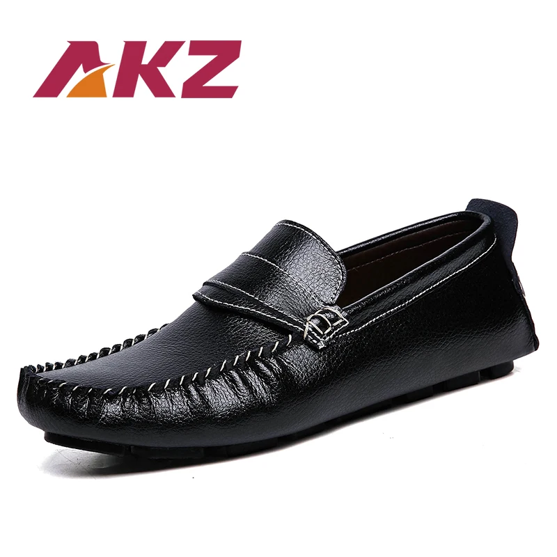 

AKZ Brand Loafers Mens Casual shoes 2018 Spring Summer cow leather Breathable Comfortable Light Male Flats shoes big size 38-47