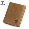 Mingclan Wallet Men 100% Genuine Leather Short Wallet Vintage Cow Leather Casual Male Wallet Purse Standard Crad Holders Wallets ► Photo 1/6