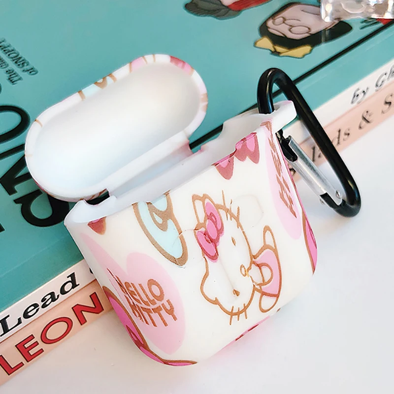 

Cute Hello Kitty Painted Soft Silicone Case For Apple iPhone Airpods Protect Sleeve Cover For Air Pods Earphone Cases With Hook