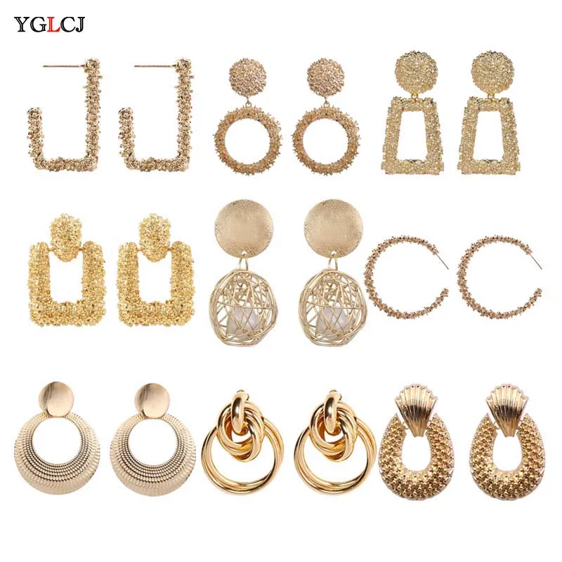 

Fashion Statement Earrings 2019 Big Geometric pendientes For Women Hanging Dangle Earrings Drop Earing modern Jewelry