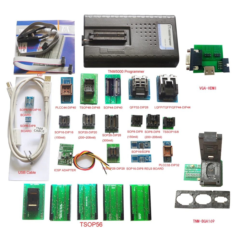 TNM5000 EPROM Nand Programmer + 21pc розетка включает TNM KBD адаптер для ремонта