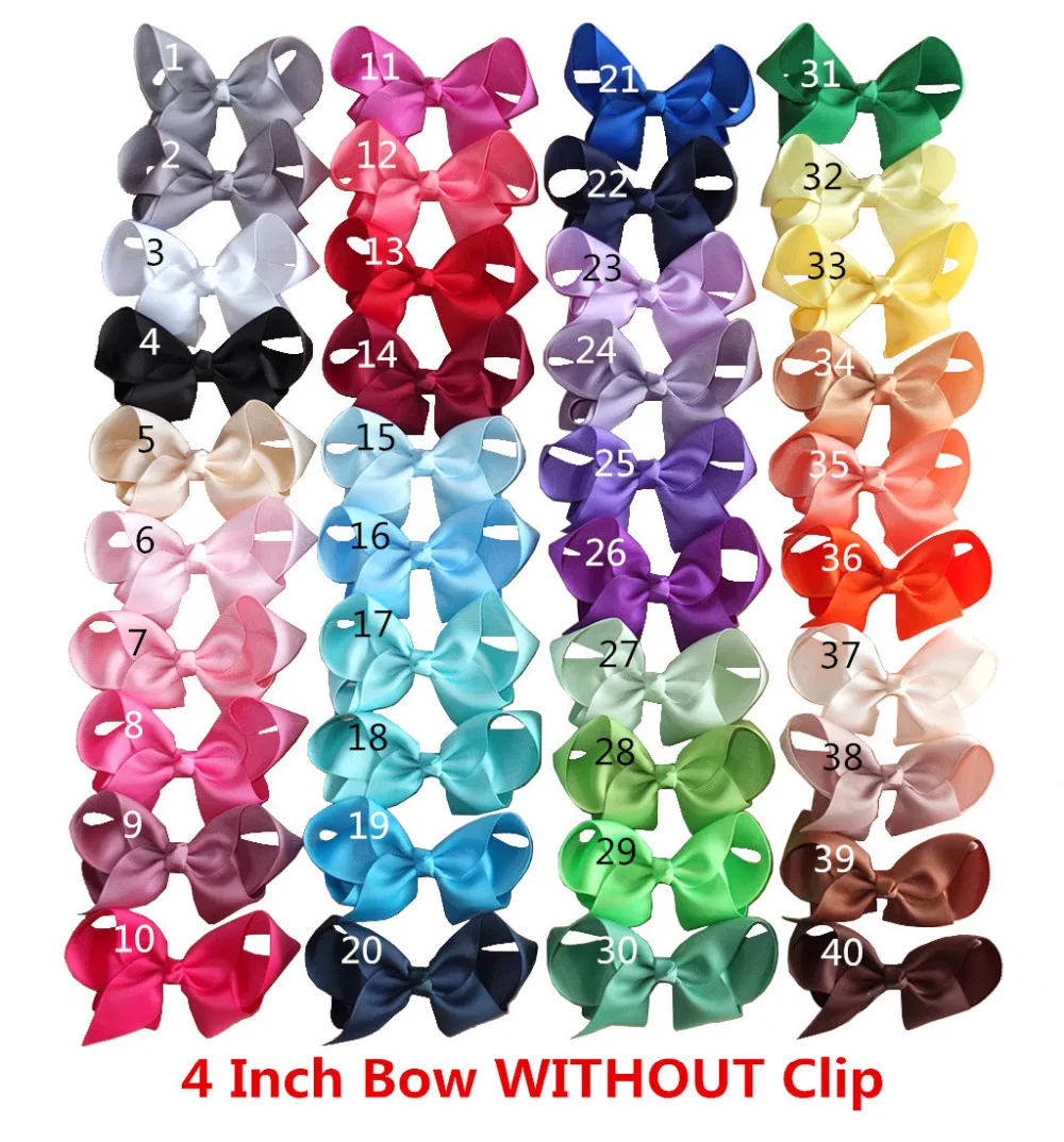 4 Inch Bow WITHOUT Clips Grosgrain Ribbon Bow Assembly For Hair Bow 