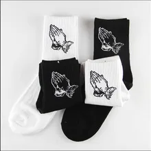Fashion skate cotton crew font b socks b font of Virgin Mary gesture pattern for font