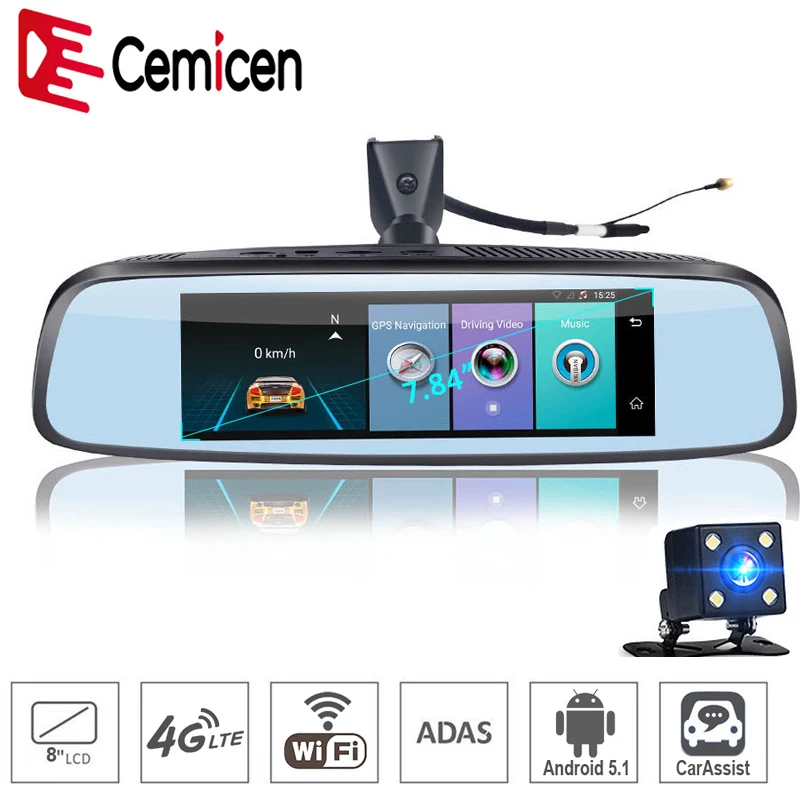 Автомобильный видеорегистратор Cemicen 7 84 дюйма 4G Wi-Fi Android 5 1 | Автомобили и мотоциклы