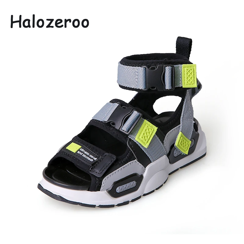 

Summer 2019 New Kids Beach Sandals Boys Casual Sandals Children Black Shoes Baby Girls Pu Leather Flats Soft Brand Sport Sandals