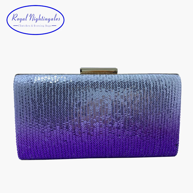 Royal Nightingales Sequin Fabric Hard Case Box Clutch Bag Evening Bags