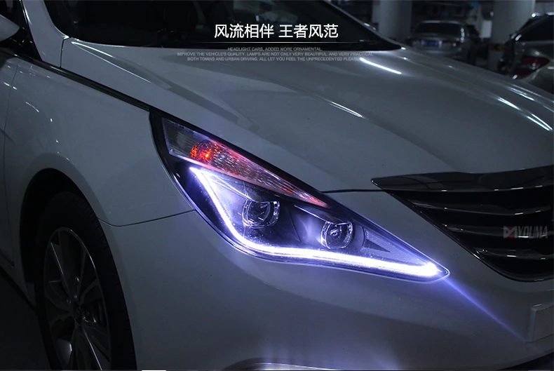 Ownsun New Eagle Eyes светодиодный DRL биксеноновые фары с объективом для hyundai Sonata 8th 2011