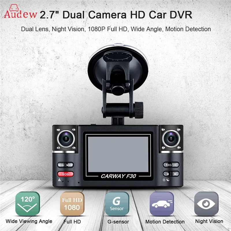 

2.7" HD 1080P Car DVR Rotated Dual Lens Dash Camera Vehicle Digital Video Recorder Camcorder Night Vision