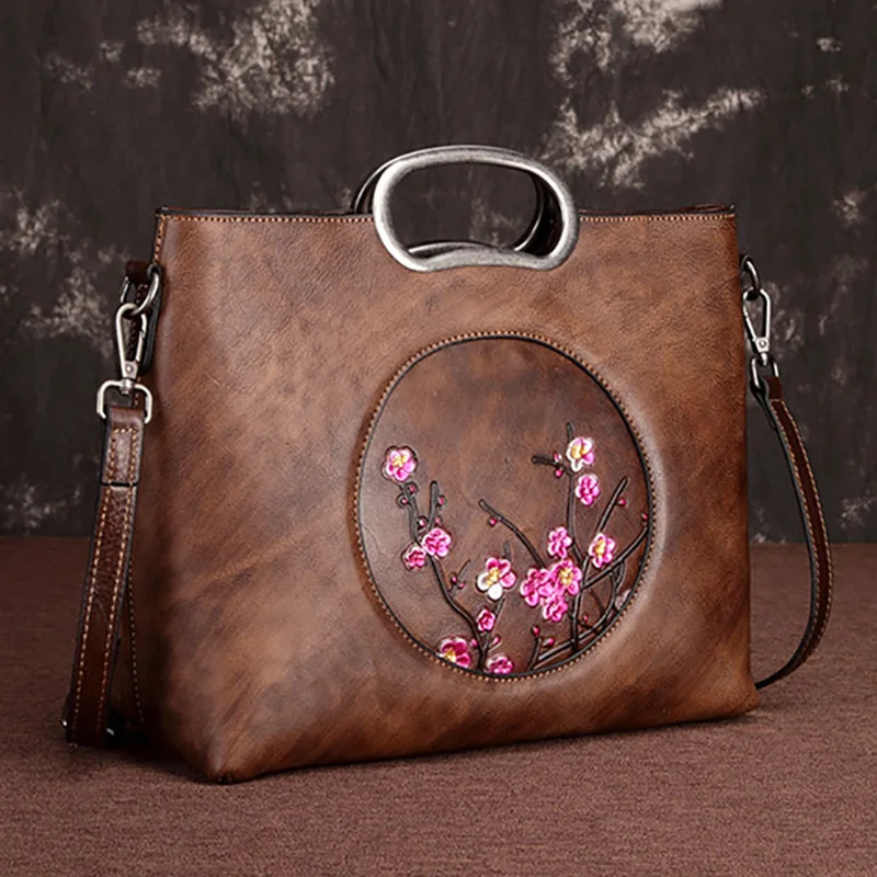 AETOO Leather women's handbag, retro shoulder oblique cross bag, casual women's bag, handmade wipe color lady postman bag