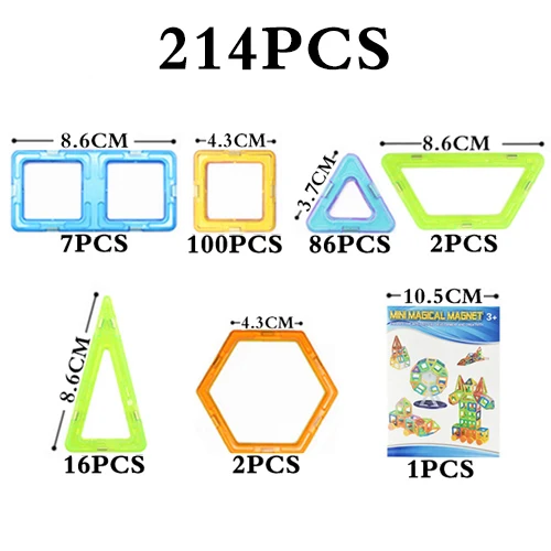 MylitDear 245 шт. магнитные строительные блоки мини 3D модель магнитные кубики набор игрушек осветить квадратный треугольник развивающие игрушки - Цвет: Синий