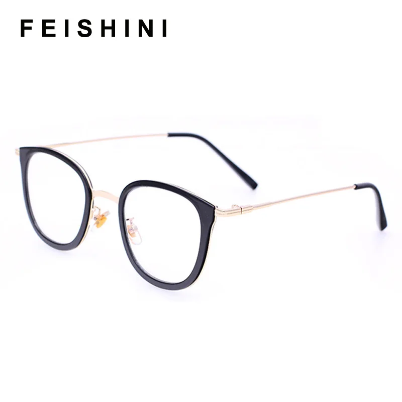 Feishini бренд близорукость большие очки оправа очки с бесцветными линзами видение квадратная рамка для очков женские винтажные прозрачные розовые