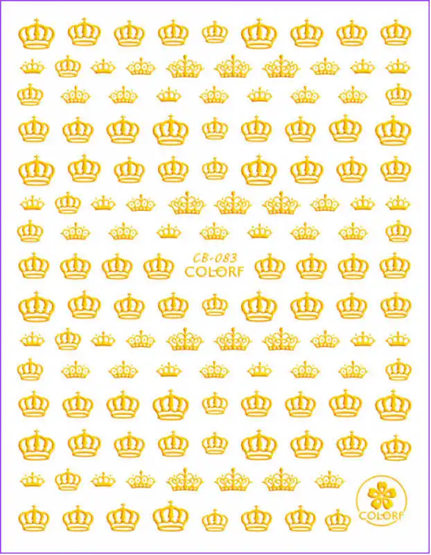 Супер тонкий самоклеющийся 3D дизайн ногтей слайдер стикер Золотой Серебряный черный белый корона галстук бабочка CB83-85