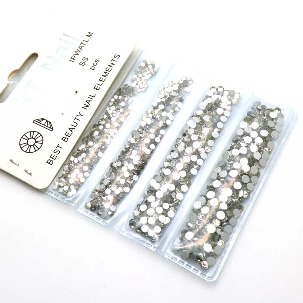 1 упаковка стеклянные стразы для ногтей разных размеров SS4 SS6 SS8 SS10 украшения для ногтей камни блестящие драгоценные камни аксессуары для маникюра - Цвет: Clear