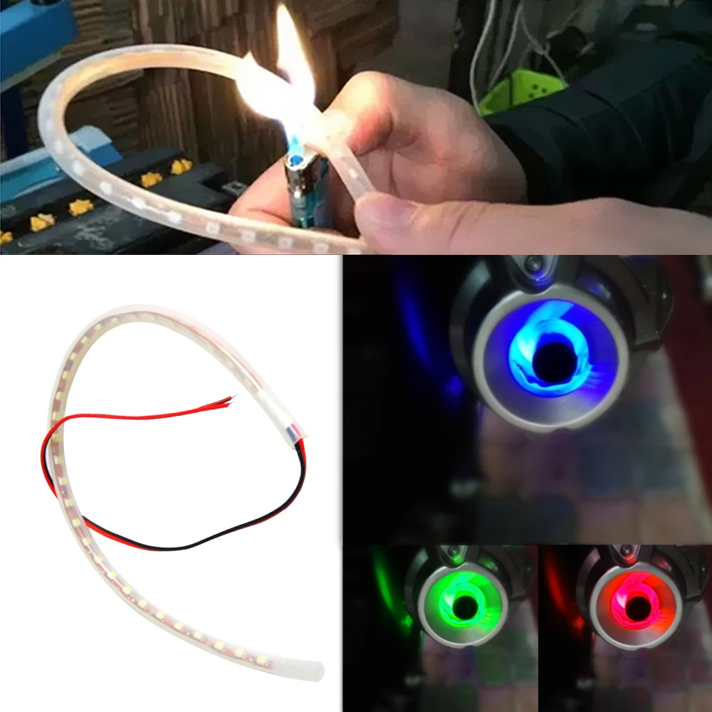 

LEEPEE LED Motorcycle Light Scooter Refit Torching Thermostability Lights 1 Set Moto Decorative Lamps Exhaust Pipe Lamp