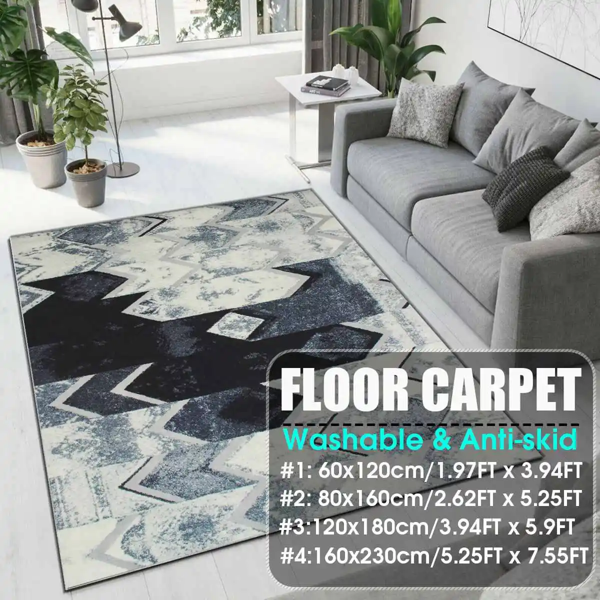

High Quality Abstract Black Grey Silver Art Carpet For Living Room Bedroom Anti-slip Floor Mat Fashion Kitchen Carpet Area Rugs