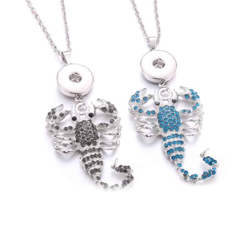 

Scorpion Snap Button Necklace Jewelry Rhinestone Crystal Metal Snap Pendant Necklace for Women Fit DIY 20MM 18mm Snap Jewelry
