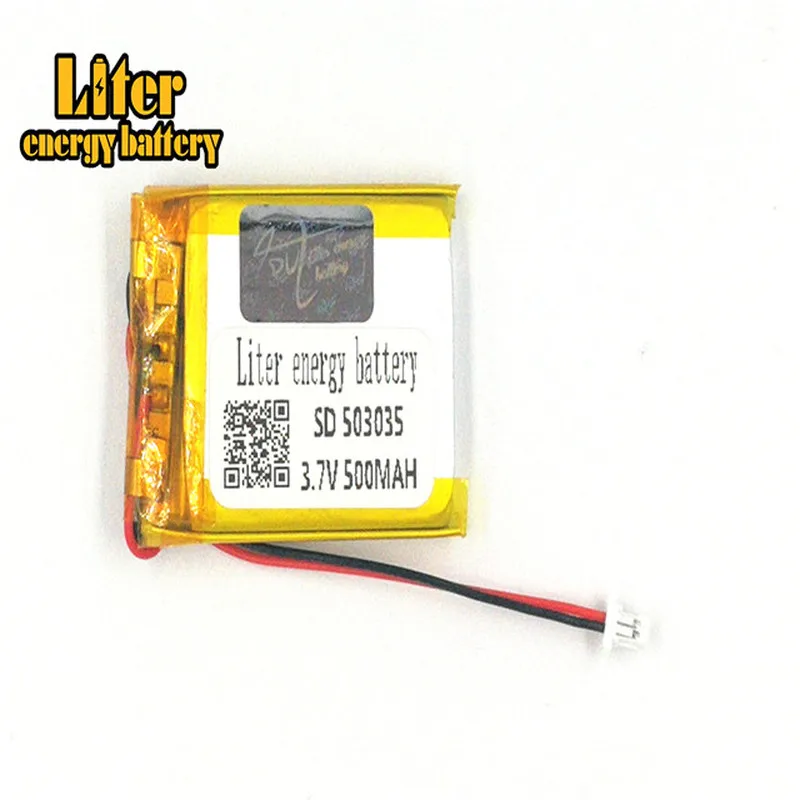 

1.0MM 2pin connector 3.7 V 503035 500mah lithium battery rechargeable for GPS tracker MP3 MP4 MP5 small toys