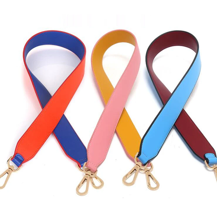 

Genuine Leather Bag Strap for Lady Women Handbag Shoulder Straps Gold Buckle Bags Accessories Colorful Belts Handle Replacement