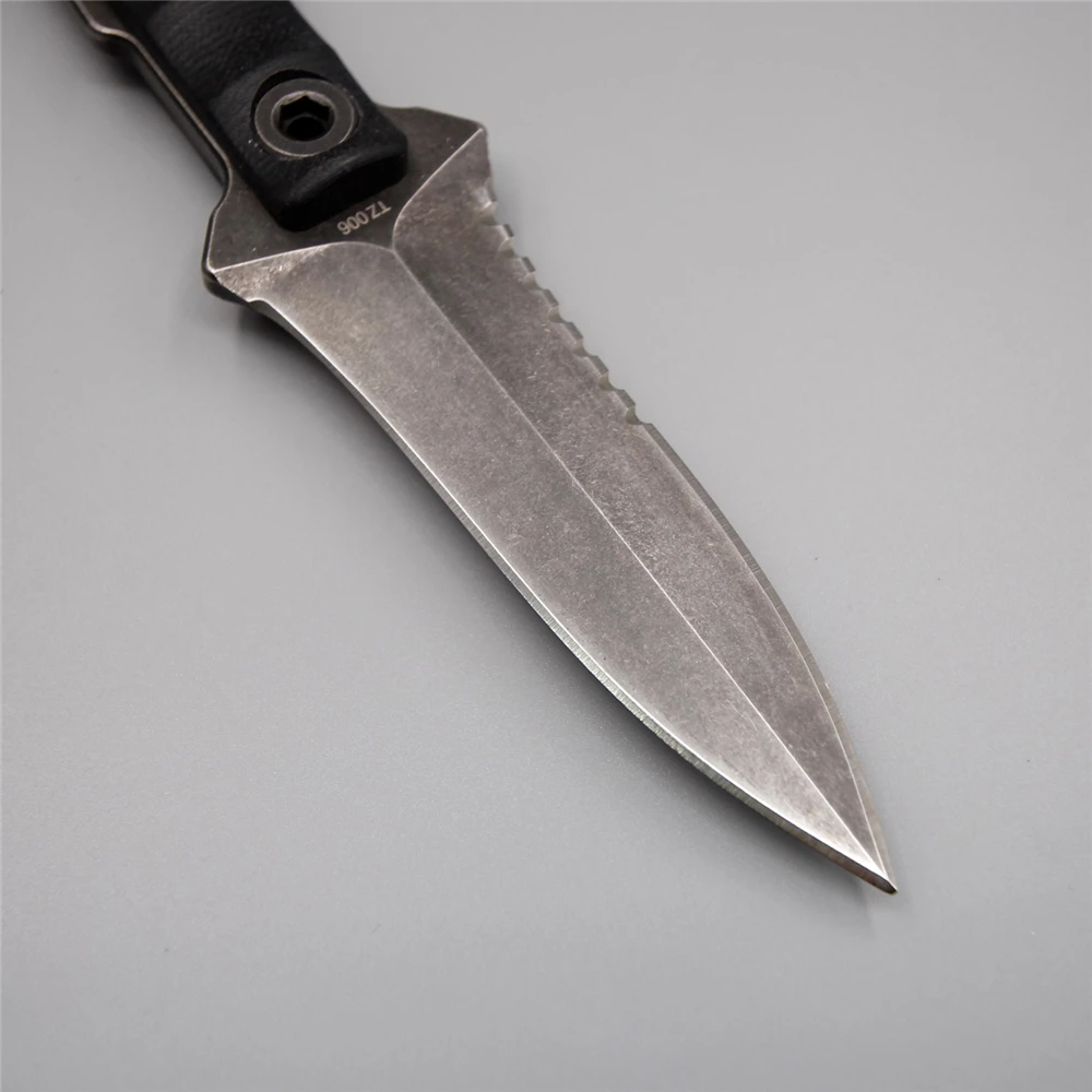 D2 fixed blade camping survival diving leggings hunting knife blade tactical double serrated knifes zakmes tools flipper knife