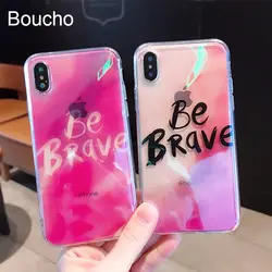 Boucho модные Градиент прозрачный чехол для телефона для iPhone 6 6S 7 8 Plus X ультра тонкий Мягкие TPU чехол быть храбрым регистры