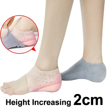 

2cm Invisible Height Lift Heel Pad Sock Liners Increase Heightened Gel Insole Dress In Socks Relieve Plantar Fasciitis Foot Pain