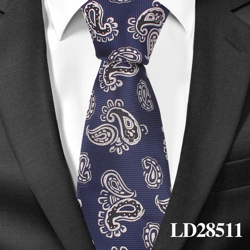 Мода 8 см ширина Мужские галстуки бизнес Пейсли галстук Gravatas Свадебный Жених шеи галстук-платок полиэстер жаккард галстук для подарков - Цвет: LD28511