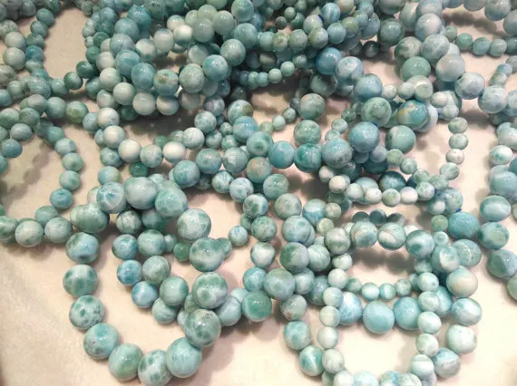 

AA grade 6-16mm 8inch Natural Larimar Stone , Larimar Bead Smooth Bead, Natural Stone, Semi Precious Bead, Blue Bead Larimar Bra